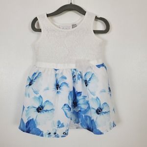 Children's Place NWOT 12-18m dress, white blue floral print